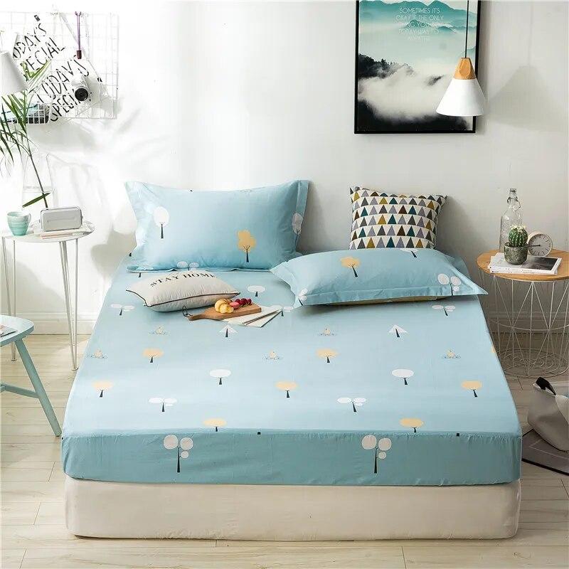 Простыня из 100% хлопка, 1 шт., для односпальной/парной кровати, дышащая противоскользящая мягкая ткань, впитывающая пот, 16 размеров