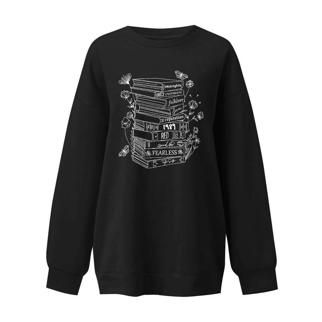 Женские повседневные модные толстовки с длинным рукавом и круглым вырезом с принтом, пуловер, топ