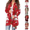 Женский кардиган с рождественским принтом и длинными рукавами спереди, легкая куртка с принтом