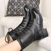 Новые популярные стильные модные женские ботинки с круглым носком из искусственной кожи с толстым дном, водонепроницаемые женские ботинки 0 2019
