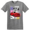 Red Car Graphic T Shirt Anime Style Art Cool Racing Tee for Car Enthusiasts