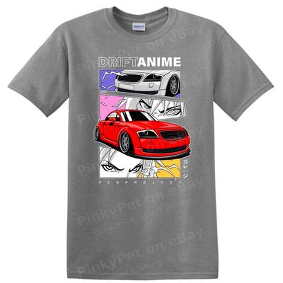 Red Car Graphic T Shirt Anime Style Art Cool Racing Tee for Car Enthusiasts