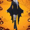 Halloween Dress Long Batwing Sleeve Solid Color Dark Style Irregular Cuff Lace Up Sheath Slim Fit Above Knee Length Halloween Party Cosplay Costume