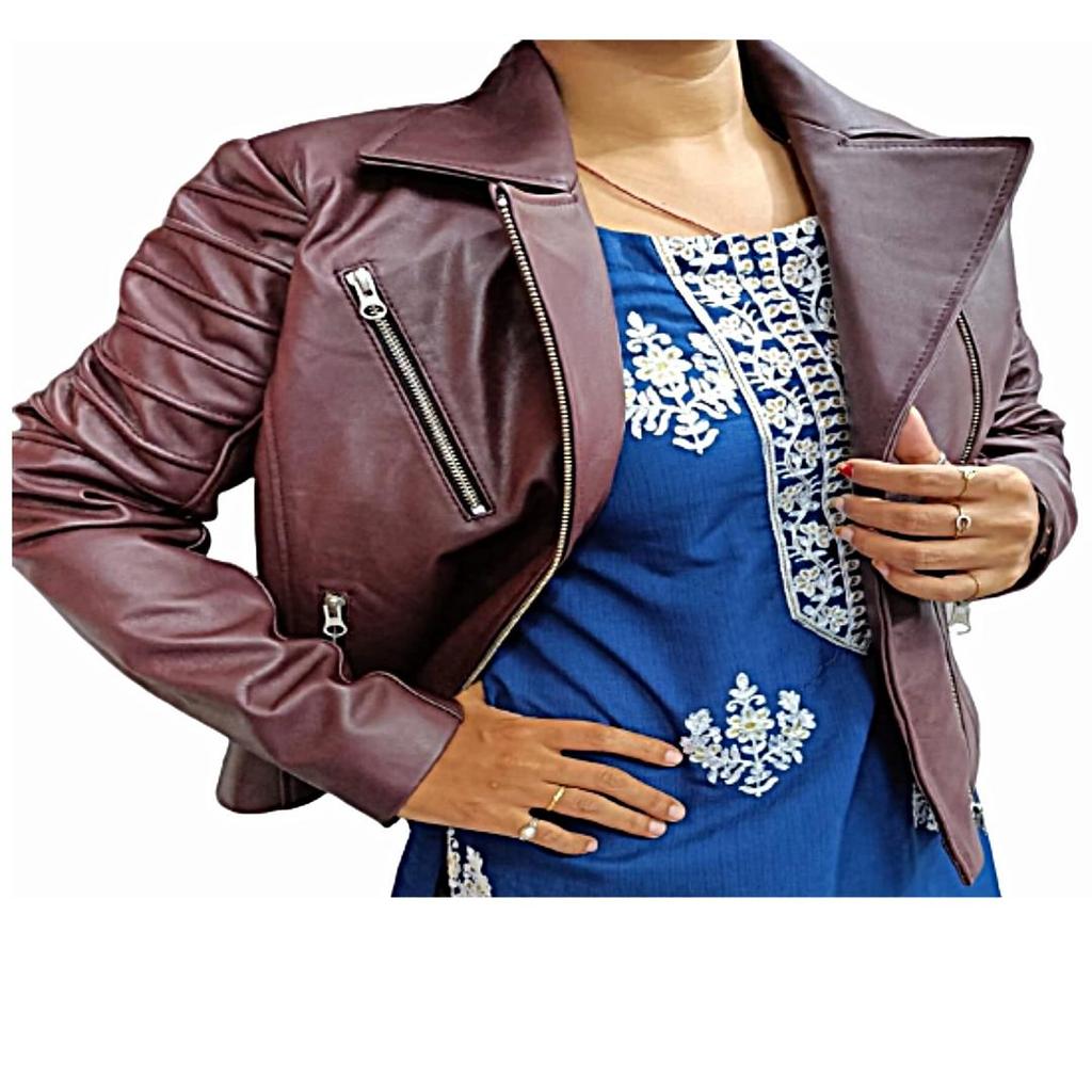 Women's Burgundy REAL Sheepskin Leather, Biker Motorcycle Jacket, Moto Jacket,Quilted Style,Real Cafe Racer Leather Jacket,Christmas Gift For Her