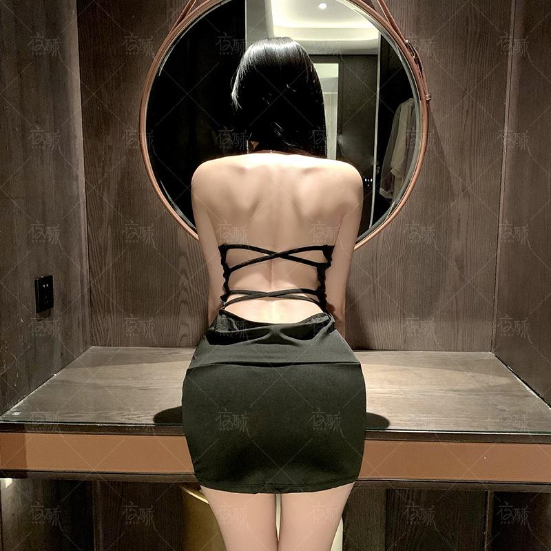 Fun underwear seduction suit neck skirt sexy backless tight hip wrap role-playing system