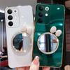 For Realme C85 Pro Case Soft Plating brick inlaid pearl butterfly makeup mirror Smooth Electroplated For Realme C85 Back Cover