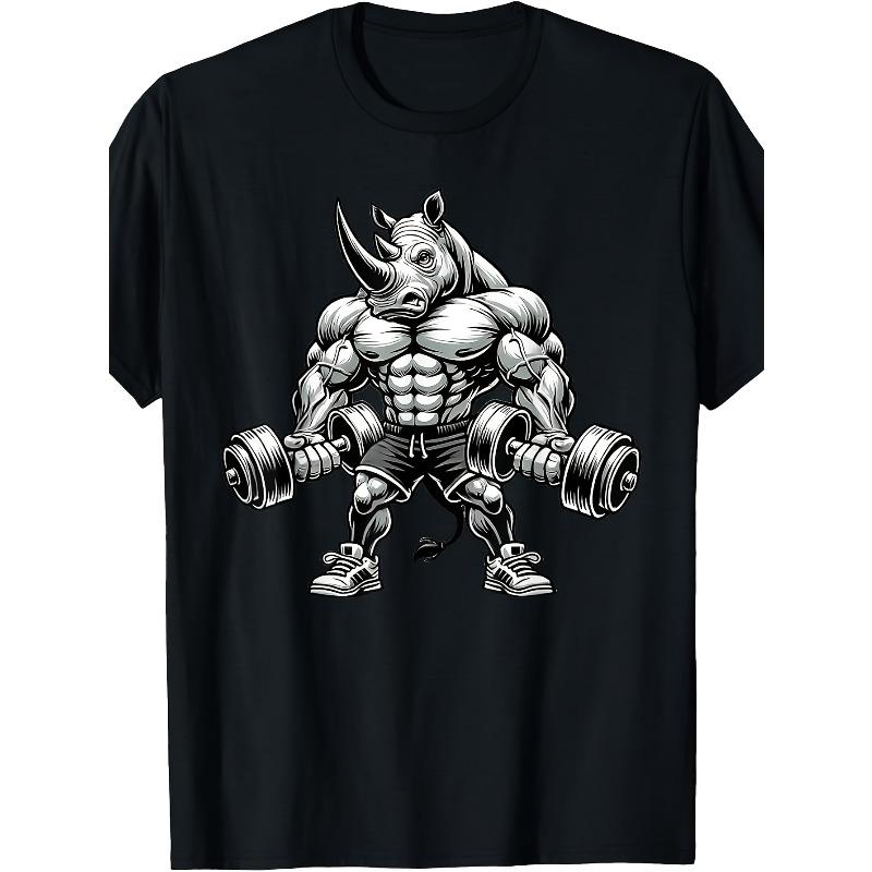 Мужская футболка Rhino Powerlifting Weightlifting Gym Workout, с круглым вырезом, идеально подходит для повседневной носки