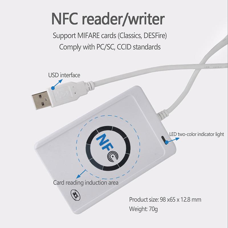 Smart Card Reader Contactless Writer Copier Duplicator Writable Clone Nfc Acr122U Usb S50 13.56Mhz M1 Card Reader
