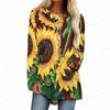 Подсолнух футболка Футболки Женская мода футболка Essential футболка Топы с длинным рукавом Футболки женские туники Топы женская одежда Цветок