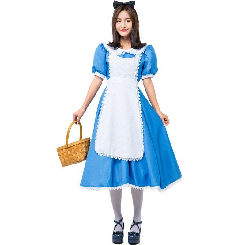 Premium Alice Cosplay Anime Maid Outfit Exported to Japan, Blue Maid Uniform, Halloween Costume
