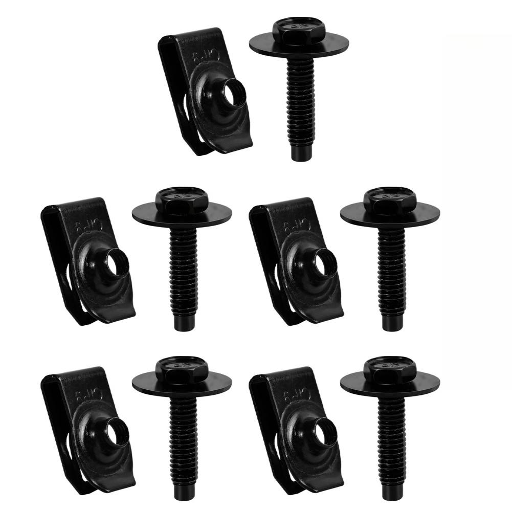 1/4 Inch U-Nut Clips with Hex Head Bolts Kit for Automotive Exterior Parts Including Bumpers Grilles and Trims