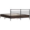 Bed Frame in Smoked Oak Finish 150 x 200 cm Made of Wood Based Material and Metal