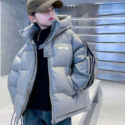 Зимнее пальто для мальчиков, белая куртка на утином пуху, новый стиль, утолщенное, не требующее стирки пальто для детей среднего и большого возраста