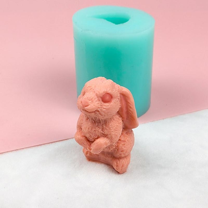 3D Силиконовая форма для свечей в виде пасхального кролика для смолы, глины, шоколада, Инструмент для декорирования
