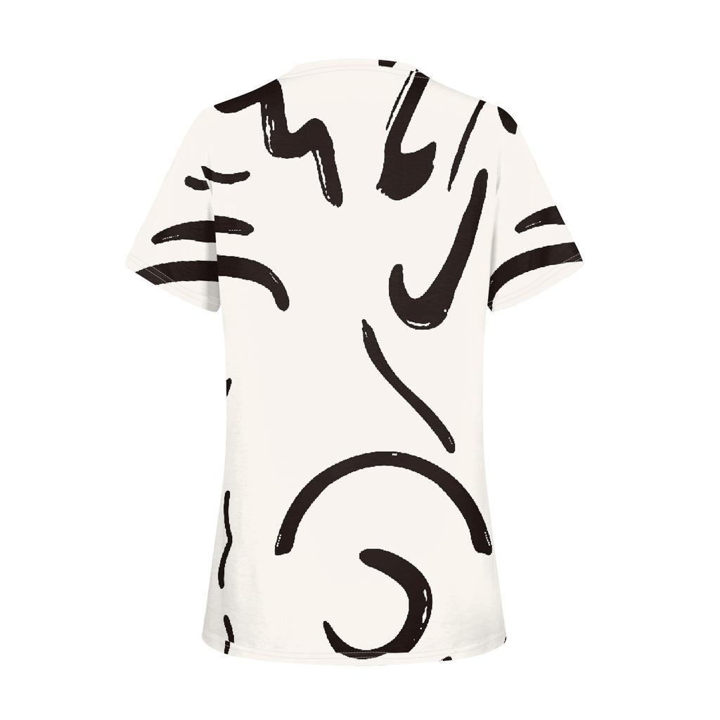 Жен. Футболка Футболка С принтом С короткими рукавами Повседневные Выходные Мода Классический Круглый вырез Карманы Обычный Топ