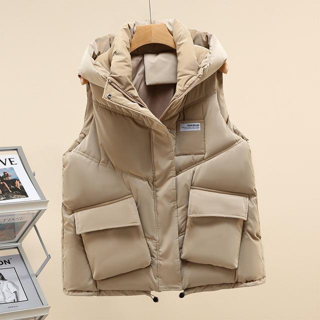 Autumn Winter Women Down Cotton Vests Coat Student Solid Color Outwear Sleeveless Wiastcoat Jacket Woman Padded Jacket Coat Tops