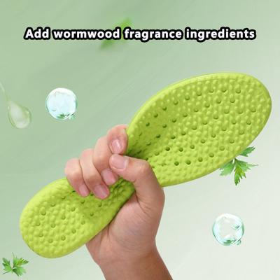 Амортизация Удобная дышащая полынь Дезодорант Стелька Поддержка свода стопы Латекс Мягкий Пот Впитывающий Бег Уход за ногами