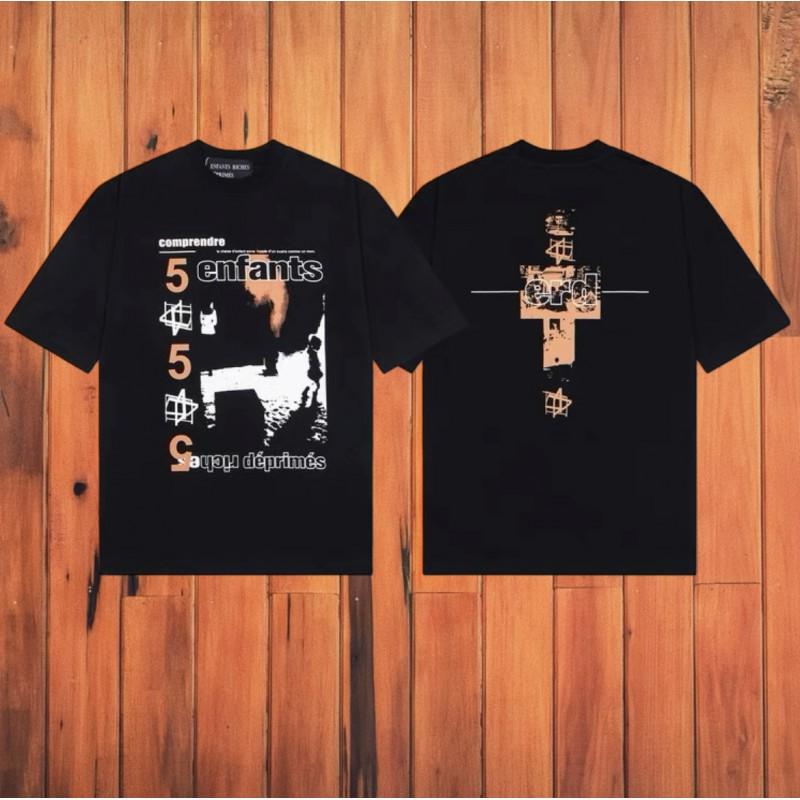 ERD Vintage Loose Fit Short Sleeve T-Shirt Men Women Couple Streetwear
