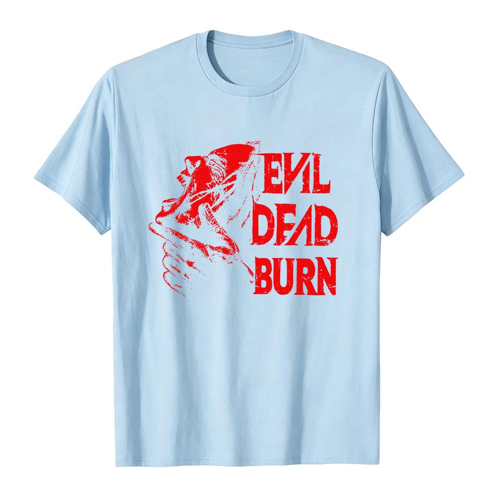 Evil Dead Burn Film T-shirt Cotton Summer Short Sleeve Tshirts Streetwear Unisex Graphic Merch Soft Horror Movie Print Tees