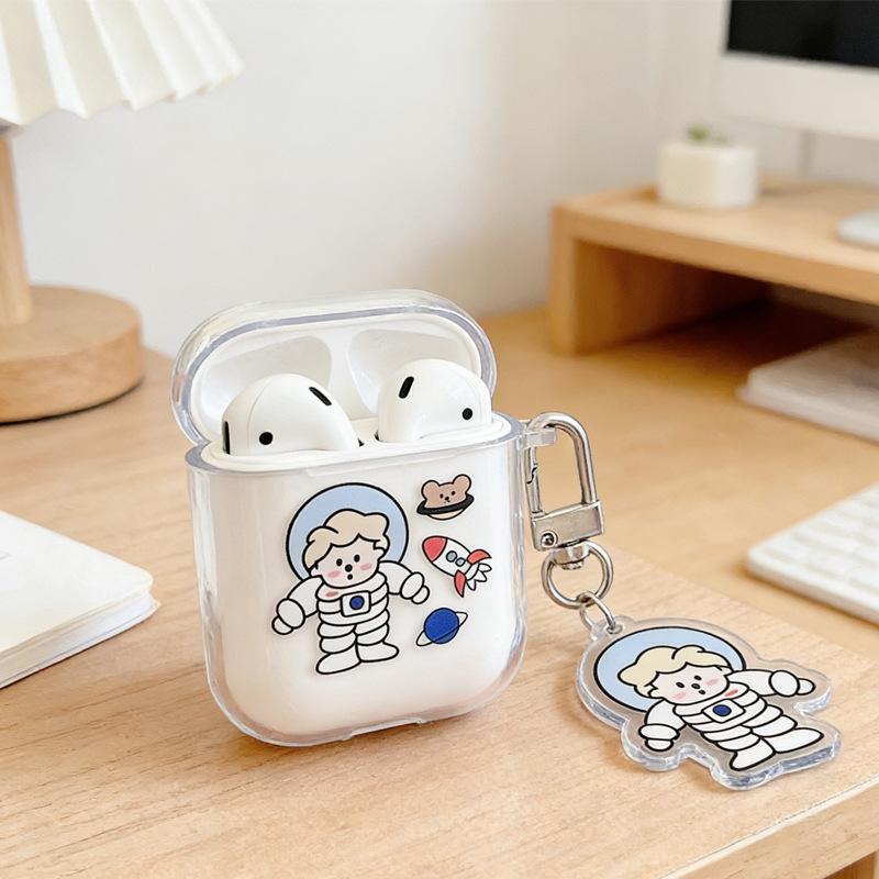 Мультяшная чехол-яблоко для наушников AirPods прозрачный противоударный чехол AirPodsPro1 Bluetooth защитный чехол для 1-го поколения