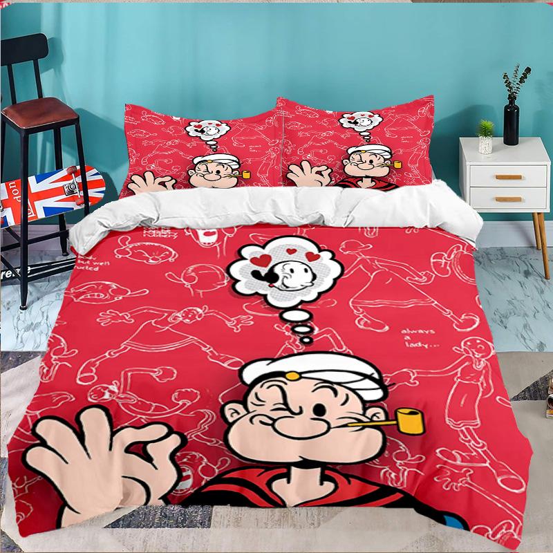 Po-peye And Olive In Action 3PCS Bedding set,Ideal for 1pc Duvet Cover And 2pcs Pillowcases Perfect for Fan gift,Ideal for Bedroom, Dormitory