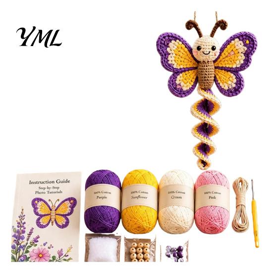 Handcrafted Yard Ornaments Crochet Spiral Hanging Kit, DIY Garden Animal Craft Patterns Ornament Making Kit for Adults, Handmade Door Decoration Home