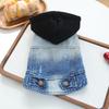 Pet Denim Vest With Gradient Hooded Design Maltese Cats Casual Wear XS To XL
