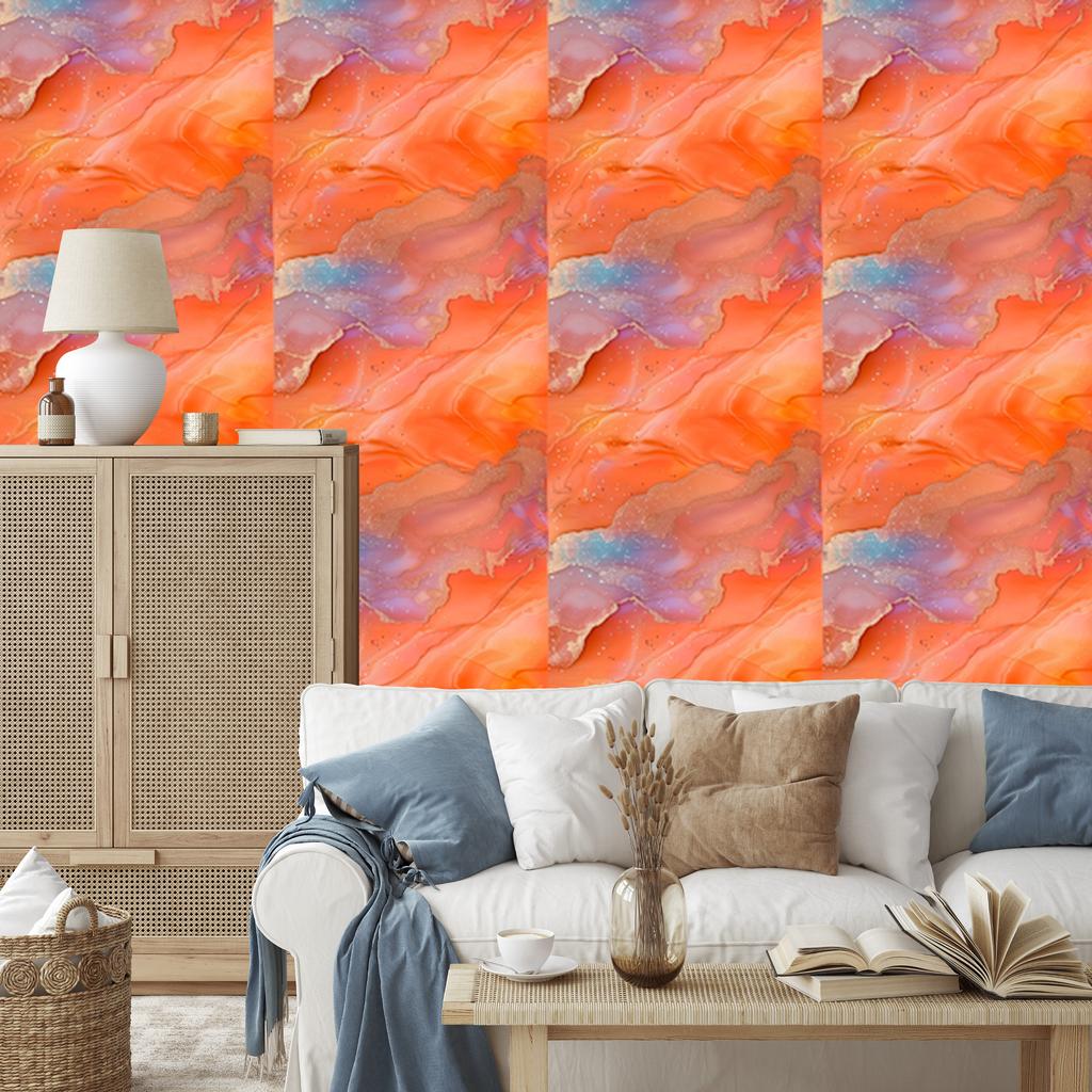 Peach, coral and red ink wallpaper 50x1000