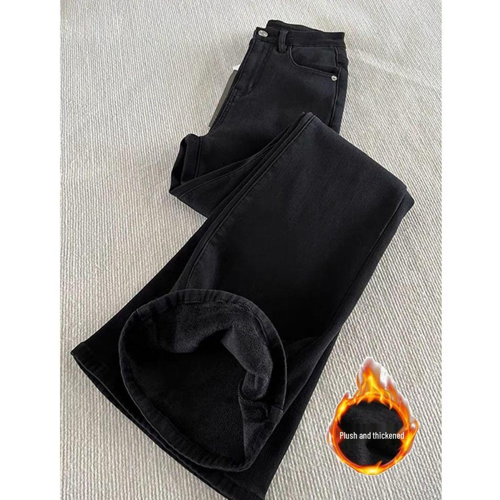 Женские черные вельветовые джинсы с высокой талией и легким клешем - Осень/Зима 2025, Стройнящие эластичные брюки-клеш.