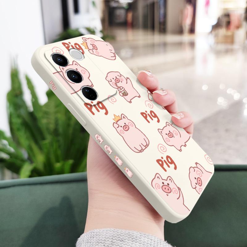 Чехол для телефона 'Молочный чай Свинка' для VIVO V30 V29 V29E V27 V27E V25 V25E V23 V23E V21 V20 Y20 Y12 Y21 Y22 Y50 Y35 Y76 Y36 Pro 4G 5G