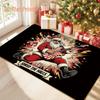 2D Flat Printing, Rock Santa Claus Guitar Floor Mat, Christmas Holiday Entrance Rug, Colorful And Non-Slip, Machine Washable Carpet, Suitable for Home