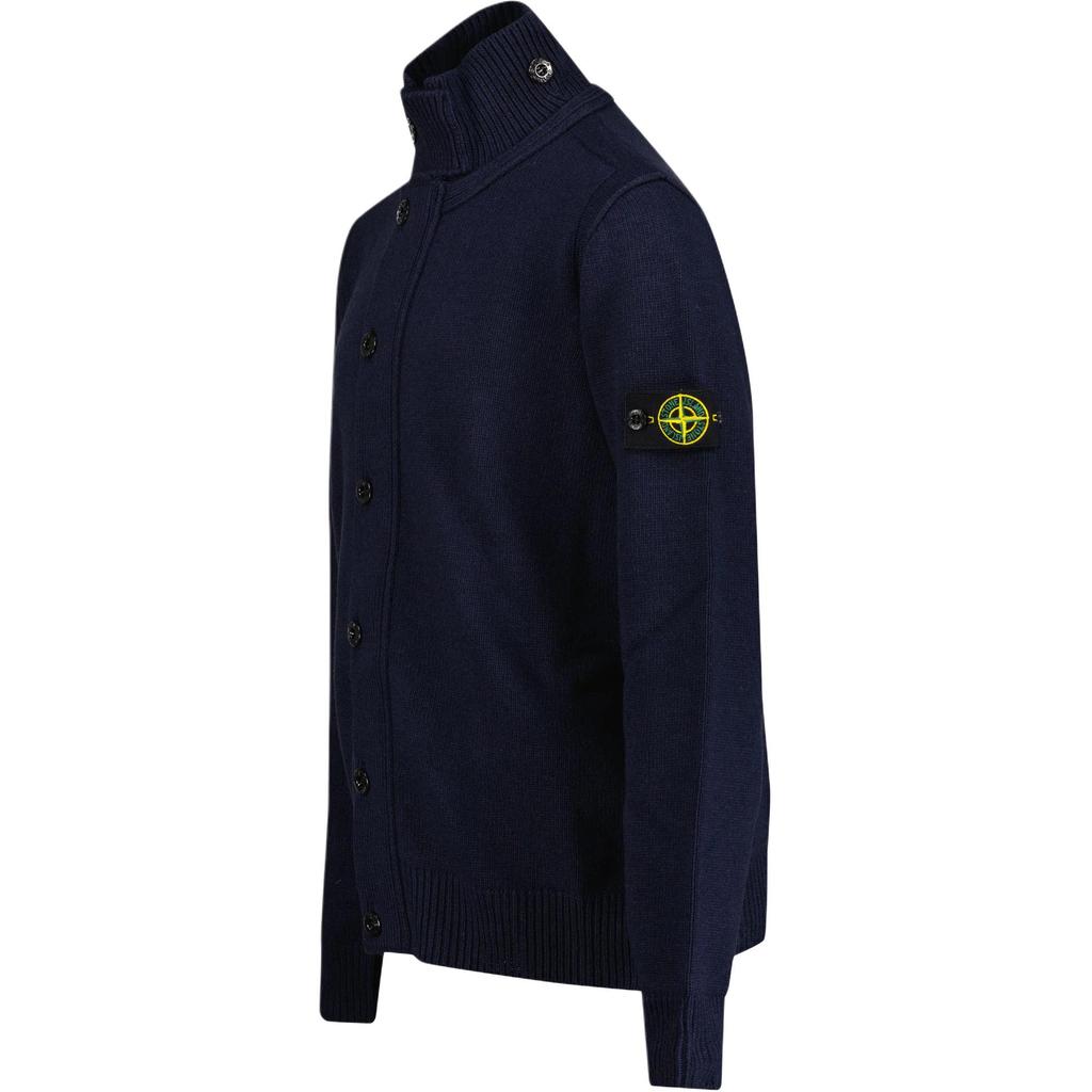 STONE ISLAND Свитер Логотип Нашивка Пуговица Приталенный Длинный рукав Вязаный Детские свитеры Черный 7916503Z1-V0029
