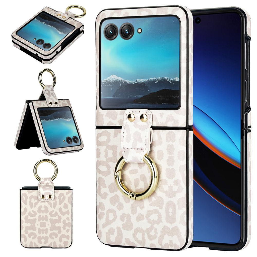 Модный кожаный чехол-кольцо с леопардовым принтом для Motorola MOTO Razr 40 Ultra Razr40 Тонкий чехол Fundas