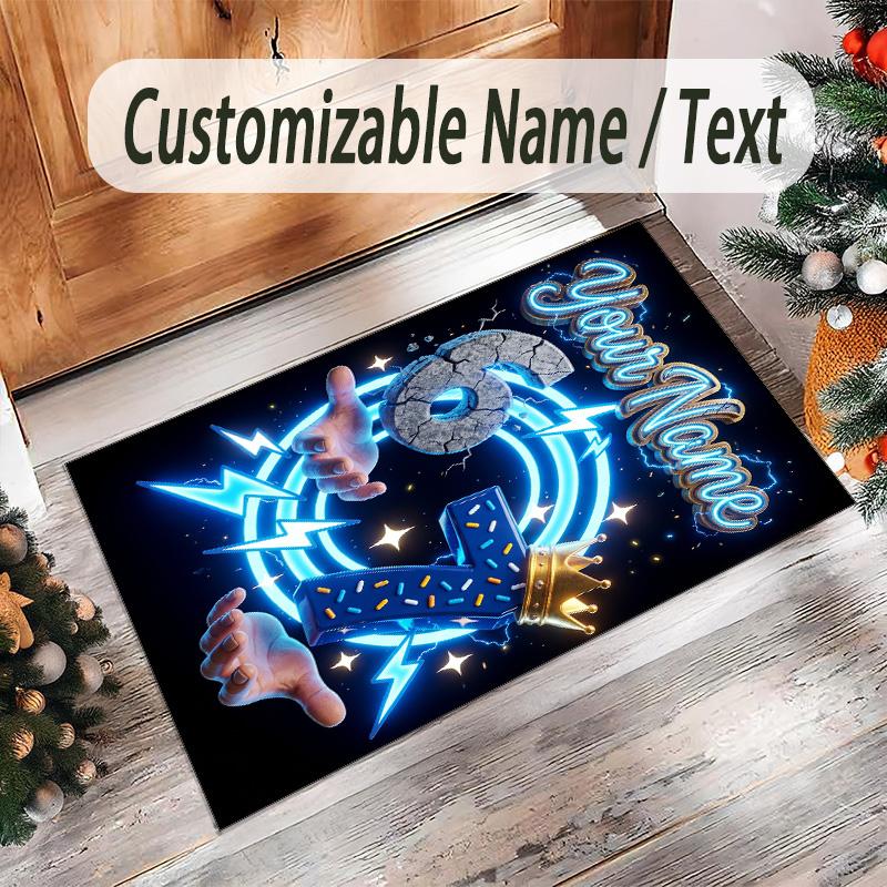 Other Similar Designs Theme Crystal Velvet Rug Personalized Custom Name Text Soft Floor Mat Home Decor