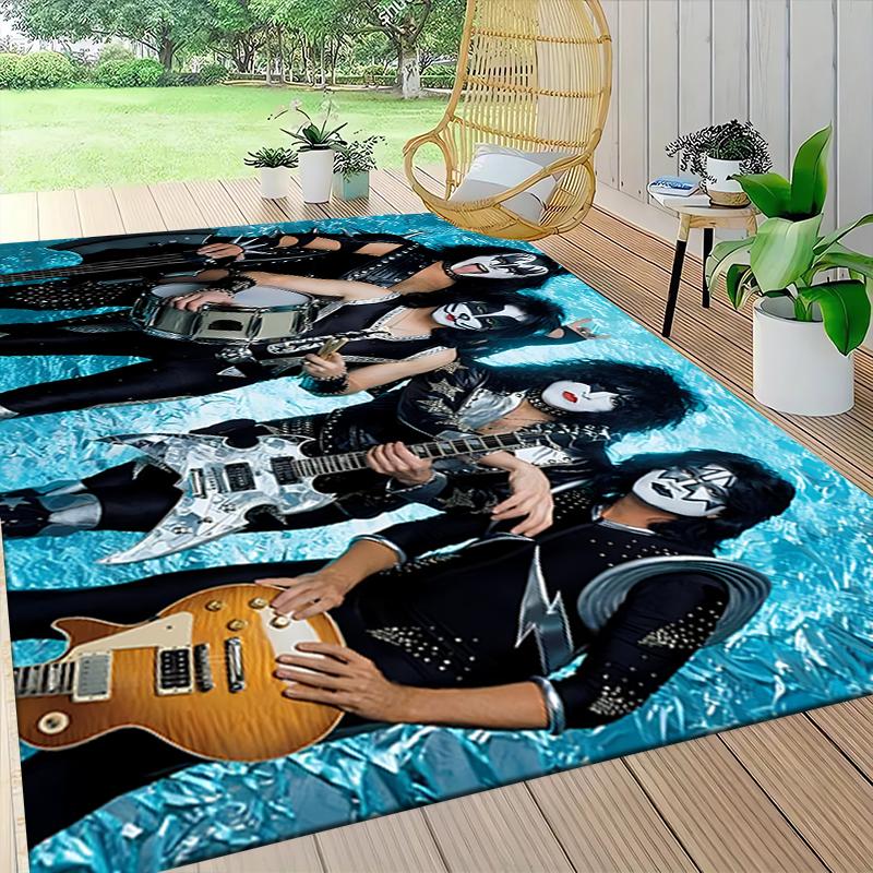 Kiss Band Pool Party Carpet Rug Soft Washable Anti Slip Home Living Room Sofa Mats Personalized Christmas Rug