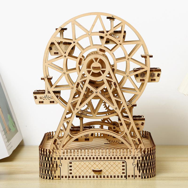 Cross-border New 3D Jigsaw Ferris Wheel Wooden Toys Educational Assembled Toys DIY Creative Ornaments