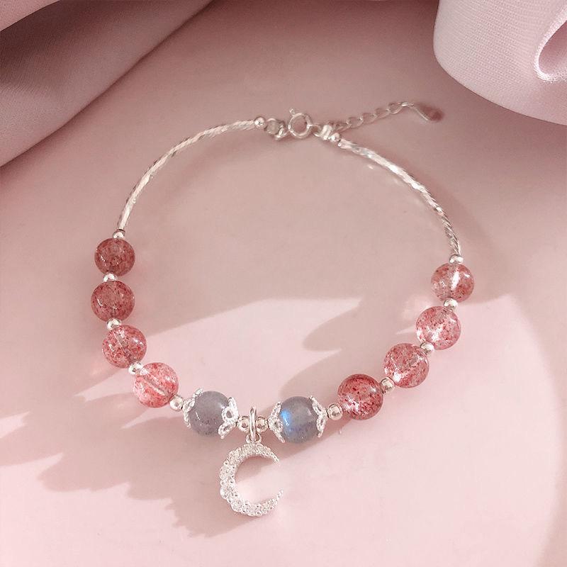 Exquisite Pink Bracelets For Women Cute Star Moon Bracelet Metal Chain Beads Bracelet Sister Girlfriend Gift