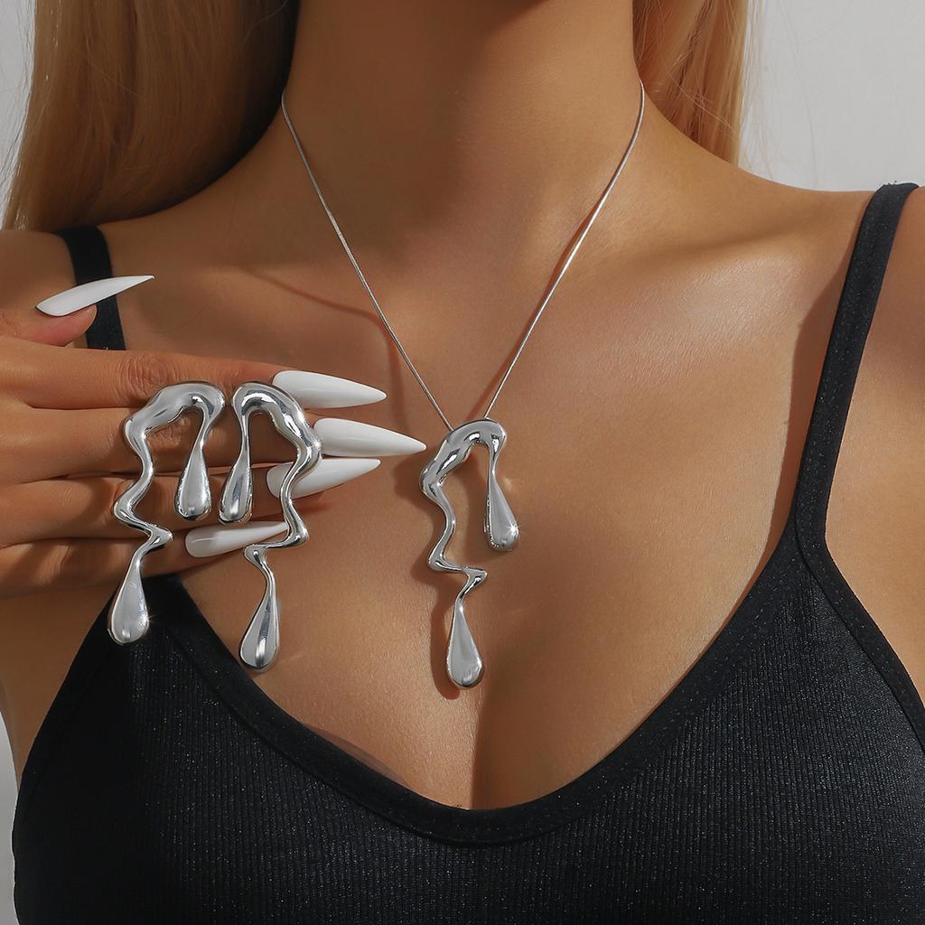 3 шт. Женские модные нерегулярные жидкие ожерелья, серьги, цирконовый набор, подходит для свадьбы, вечеринки, фестиваля, подарки