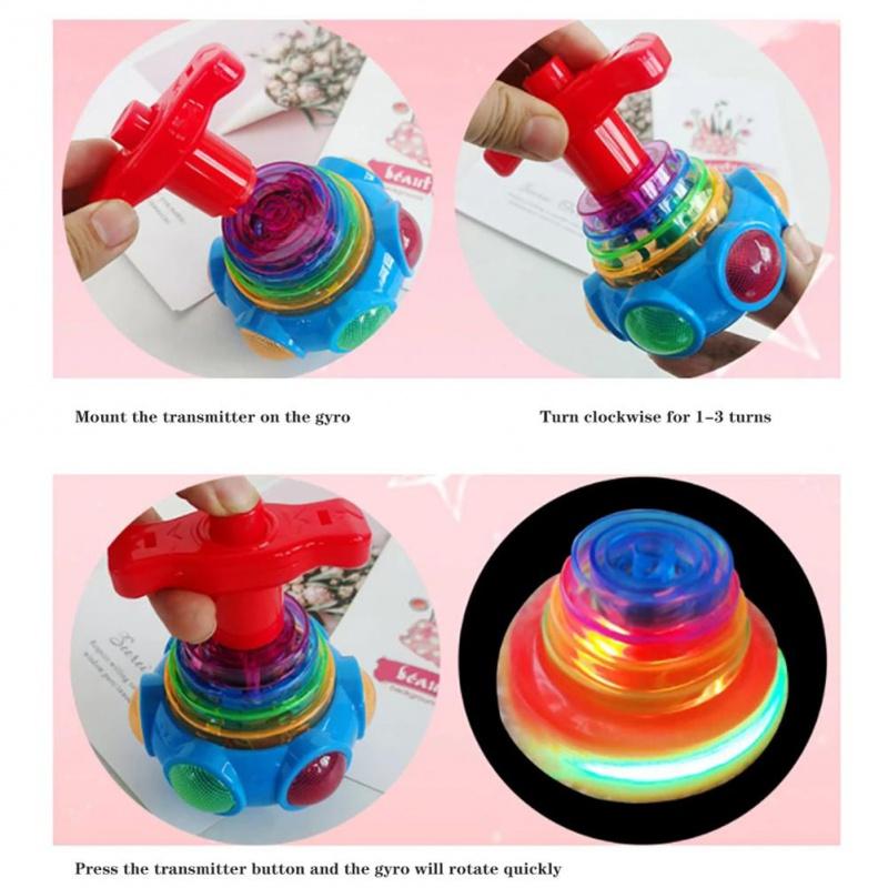 GYro Toy Color Flashing Gyro Music Spinning Toy With Luncher For Children Kids Toys Toys And Leisure