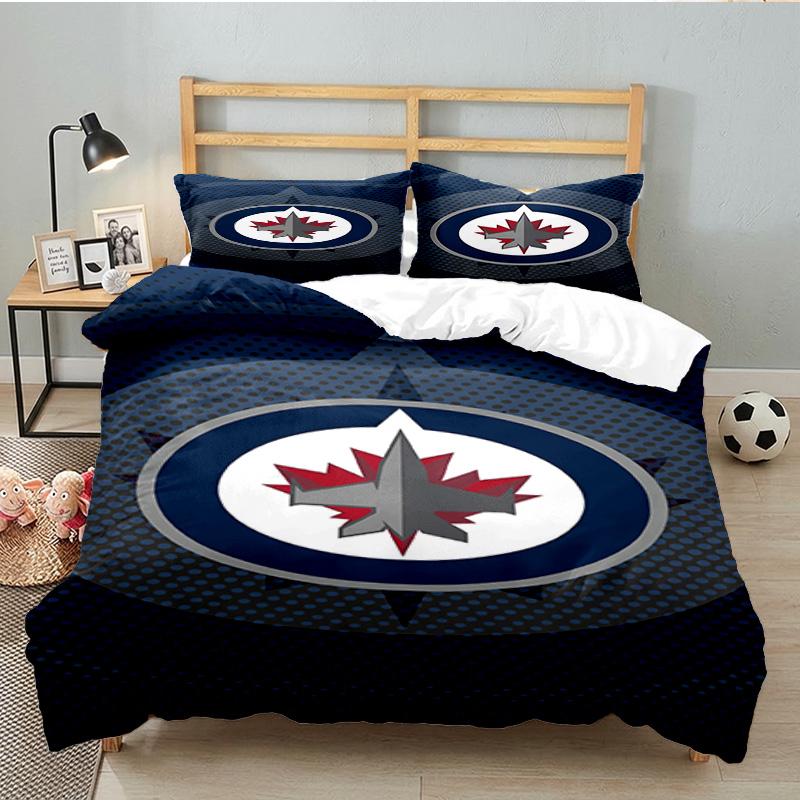 Winnipeg Crest Hockey 3PCS Bedding set,Ideal for 1pc Duvet Cover And 2pcs Pillowcases Perfect for Fan gift,Ideal for Bedroom, Dormitory