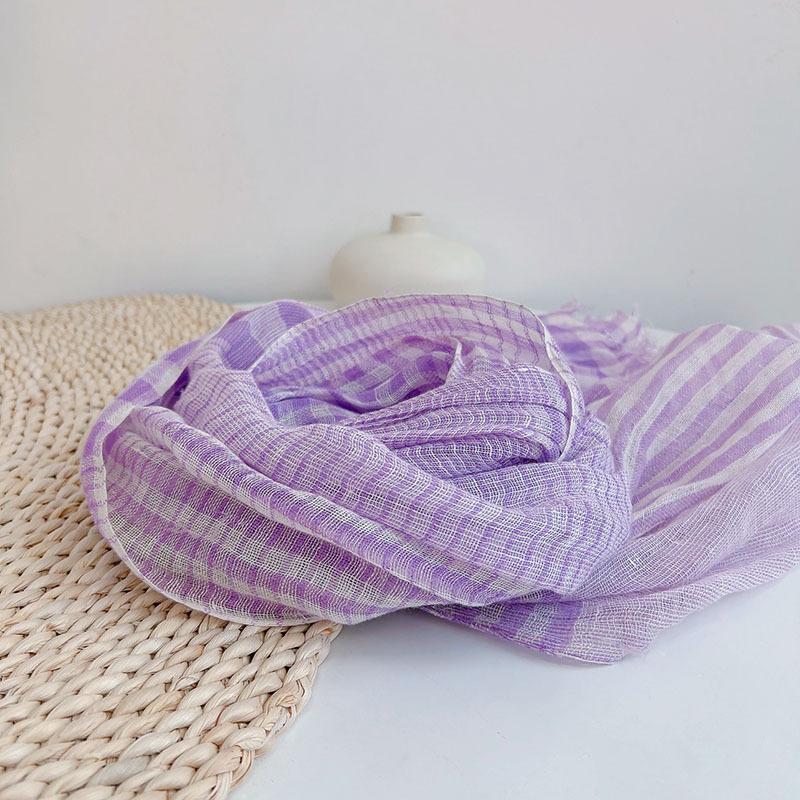 Colorful Lattice Scarf Women's Spring And Summer Breathable Linen Scarves