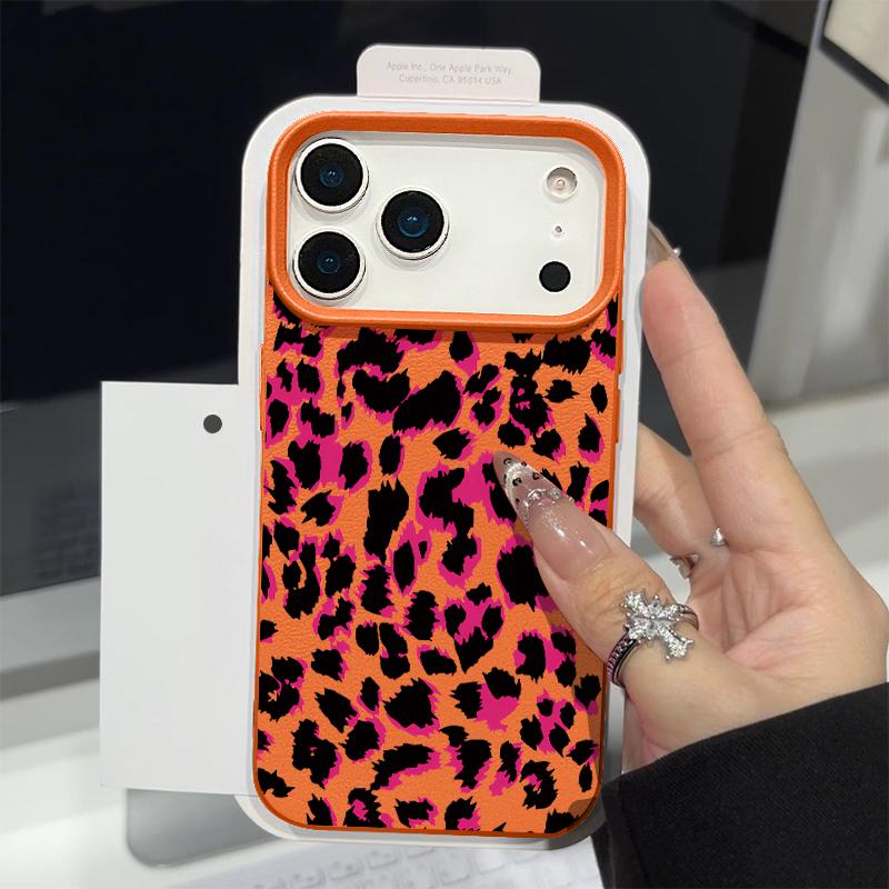 Чехол для телефона с леопардовым принтом для iPhone 17e 17 Pro Max 16 15 14 13 Pro Max 16e 11 Ударопрочный Мягкий ТПУ Кожаная текстура Задняя крышка
