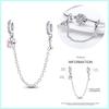 925 Silver Cat Paw Clover Charm Beads for  Bracelet DIY Exquisite Gifts Secure Chain