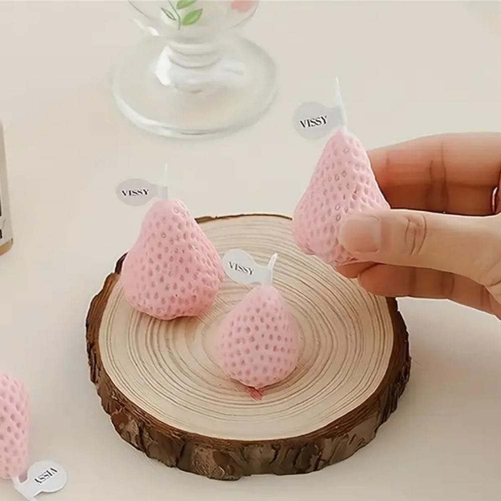 4 шт. свечи из соевого воска в форме клубники для медитации, поднятия настроения, подарков на свадьбу, день рождения с фруктовым ароматом, бездымные свечи