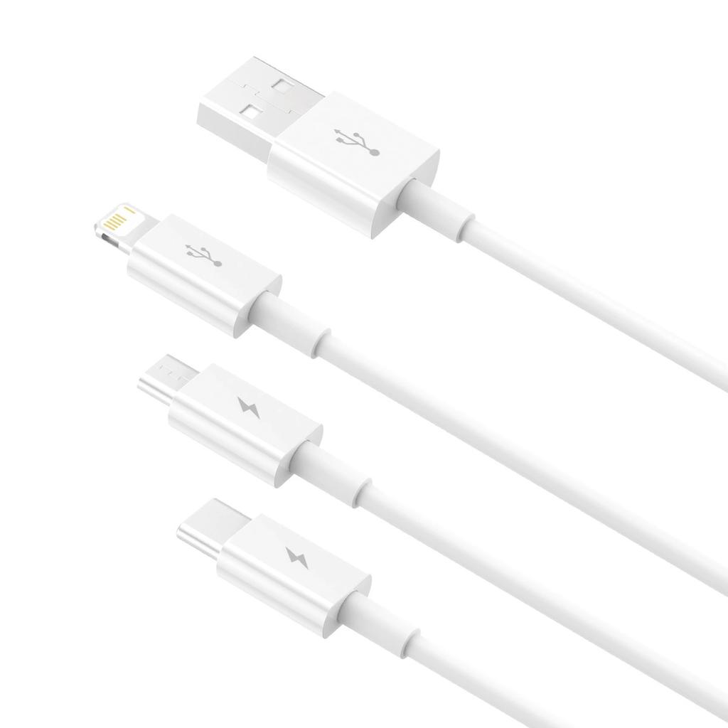 Baseus Superior Series Usb-A - Usb-C / Lightning / Micro Usb 3.5A кабель 1M - Белый