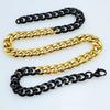 Новое двойное хип-хоп ожерелье из нержавеющей стали 316L черного цвета и 18-каратного золота