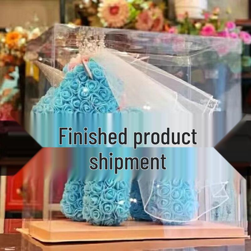 Qixi Unicorn Rose Preserved Flower & Teddy Bear Gift Set for Girlfriend or Kids
