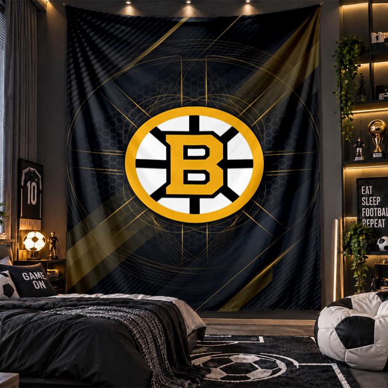 Wall Hanging Tapestry Boston Bruins Print Cloth for Living Room Bedroom Home Decor
