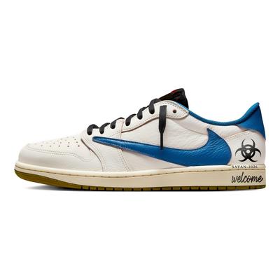 Travis Scott x Air Jordan 1 Бело-синие Travis Scott X AJ1 Низкие Винтажные Баскетбольные Кроссовки Женские Сине-белые DZ4137-106(Команда1381-)