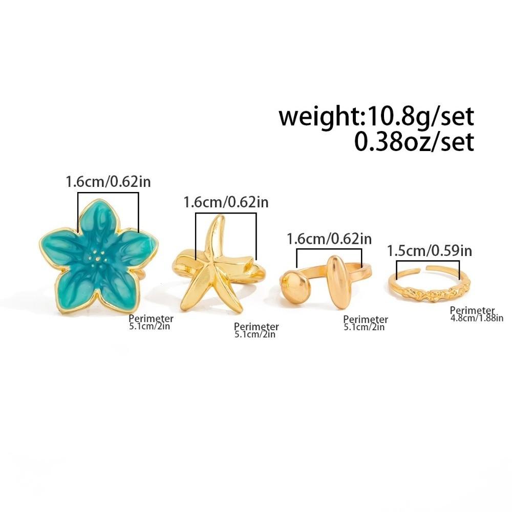 Bright Tone Toe Ring Jewelry Wrinkle Detail Flower Starfish Toe Ring Metal Foot Ring  Daily Match